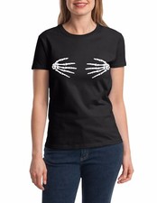 Funny Skeleton Hands Shirt Halloween Costume Tee Spooky Bones Shirt Women Gift
