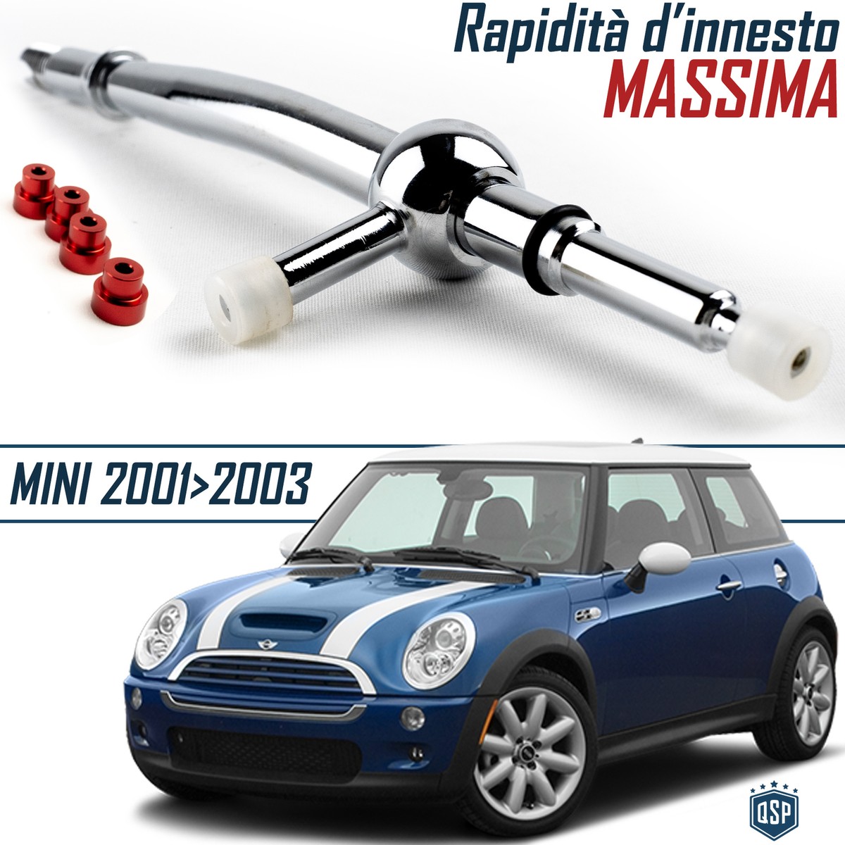 Pomello Del Cambio Manuale A 5 Velocità In Plastica Ed Ecopelle - Per Mini Cooper R50 R53 (2000-2006) E Cabrio R52 (2002-2008) - Colore Nero/Bianco