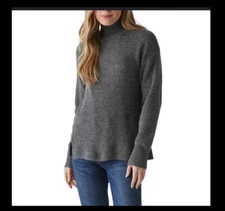 Michael Stars Funnel Neck Knit Pullover Sweatshirt Light Gray Womens XS