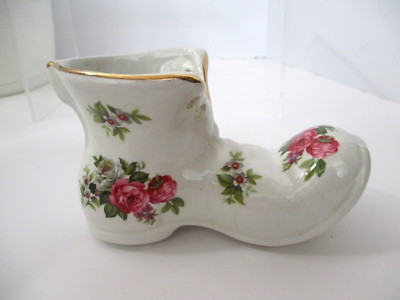 Staffordshire Old Foley James Kent Ceramic Shoe Boot Figurine Harmony Rose