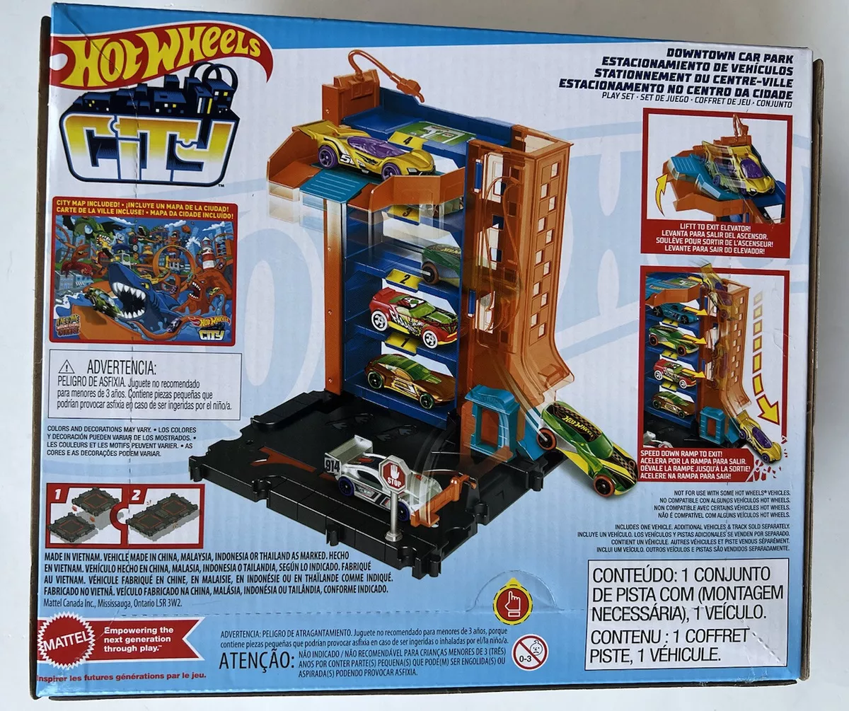  Hot Wheels City Toy Car Track Set Downtown Car Park