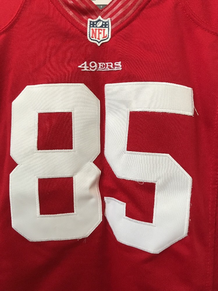 NFL On Field San Francisco 49ers Davis #85 Sewn Jersey Red Nike