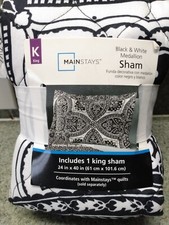 Mainstays Black And White Medallion King Pillow Sham