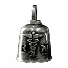 Pewter Motorcycle Gremlin Bell RN Registered Nurse Made in the USA