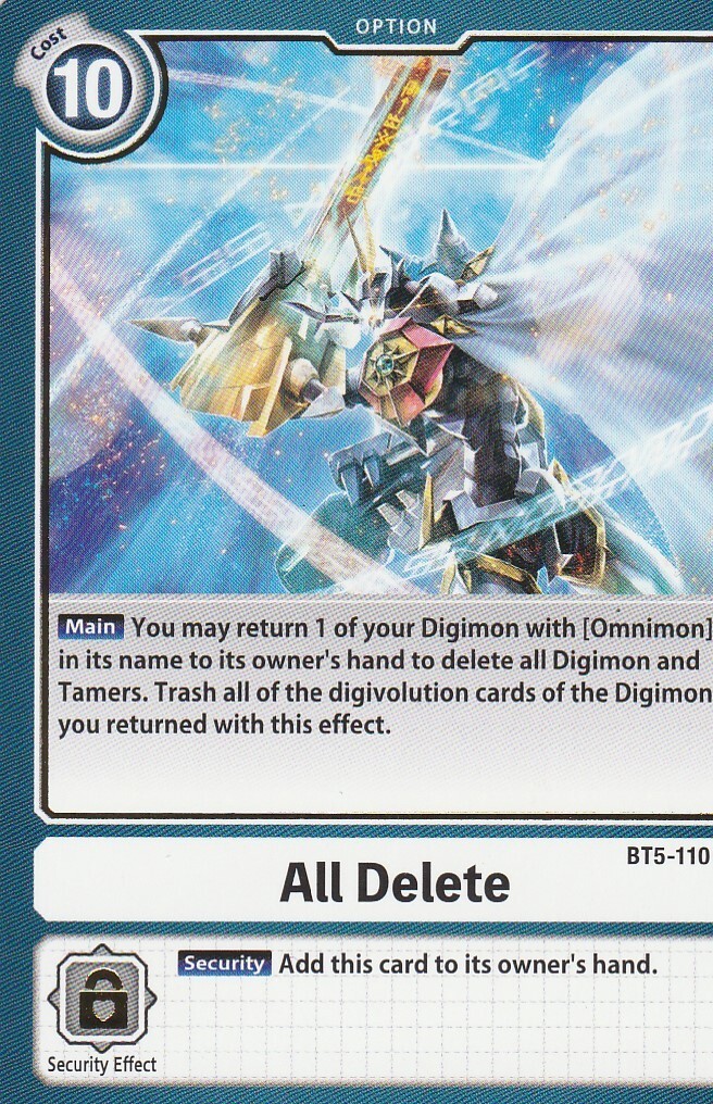 BANDAI DIGIMON CARD GAME ALL DELETE BT5 110 BLUE