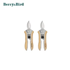 Berry&Bird 2pcs Pruning Shears Mini Curved Blades Hand Pruners W/ Wooden Handle