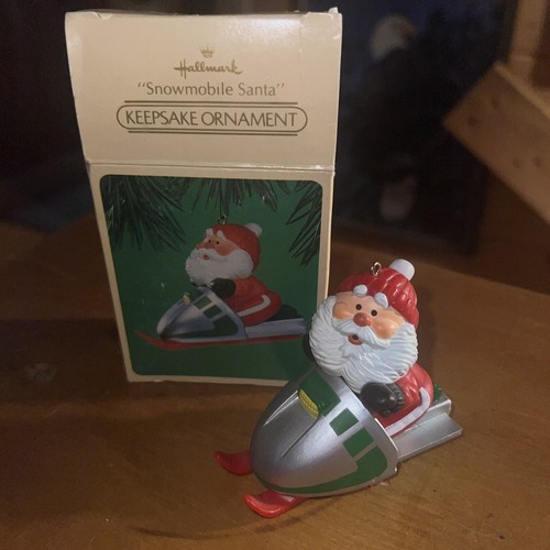 Vintage Hallmark Ornament Snowmobile Santa Christmas Holiday 1984 eBay
