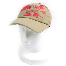 Item FENDI FXQ675 100 Cotton Floral Logo Embroidery Baseball Cap Hat Beige Pink