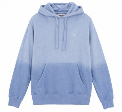 Champion Blue Solid Logo Pullover Hoodie Pockets Drawstring Men s M