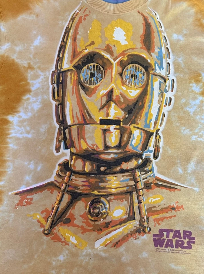 🔥 RARE : T-shirt Vintage officiel Star Wars 1997 - C-3PO & R2-D2 - Taille XL 🔥 - Photo 4/4