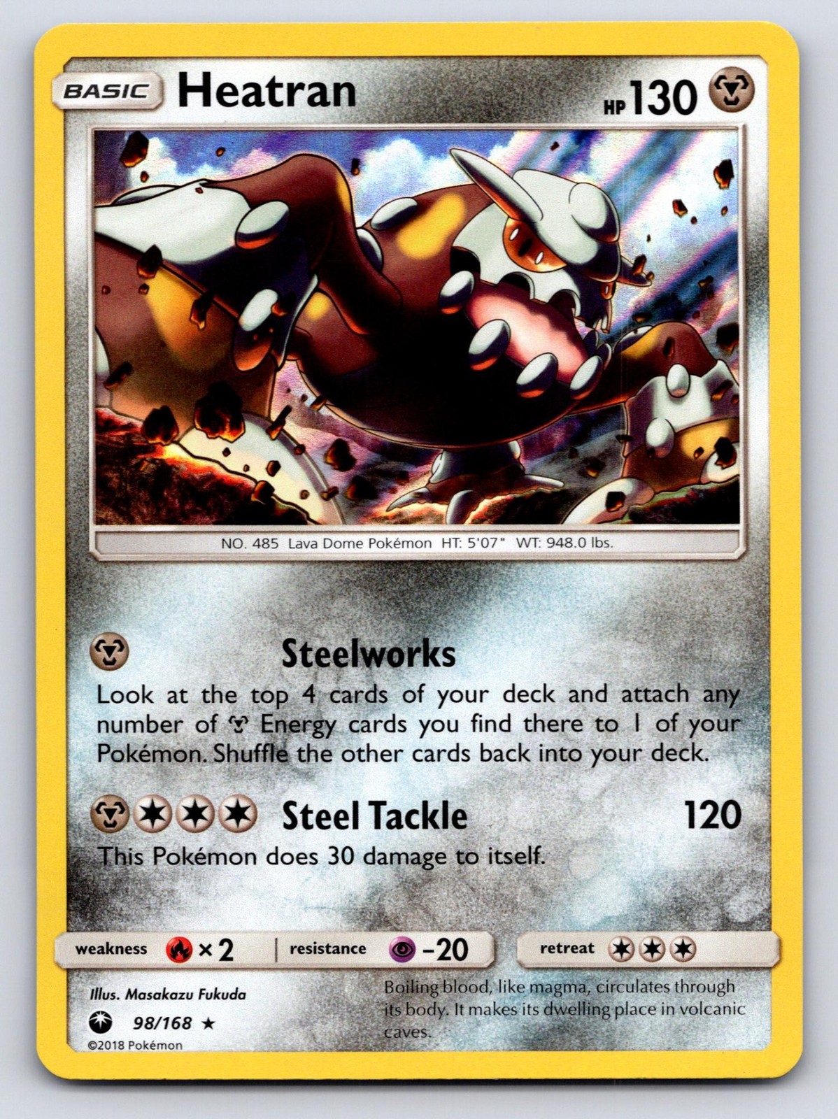 Heatran 98/168 Holo Rare Celestial Storm Pokemon Holo Lightly Played
