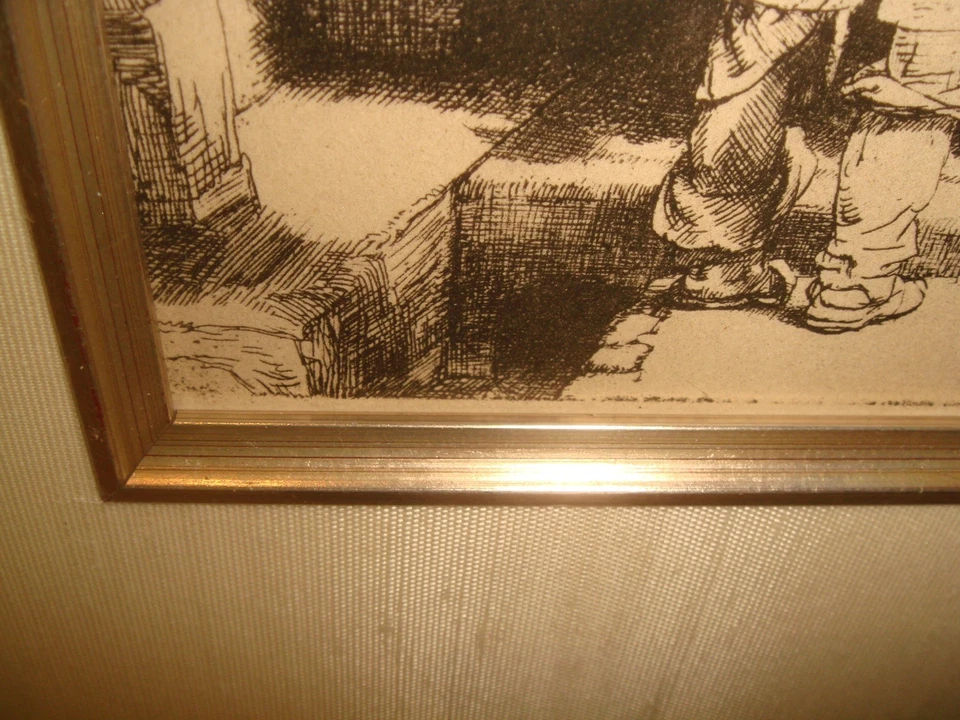 REMBRANDT MENDIGOS RECIBIENDO LIMOSNA Amand Durand Placa Firmado Grabado Foto 4 de 4