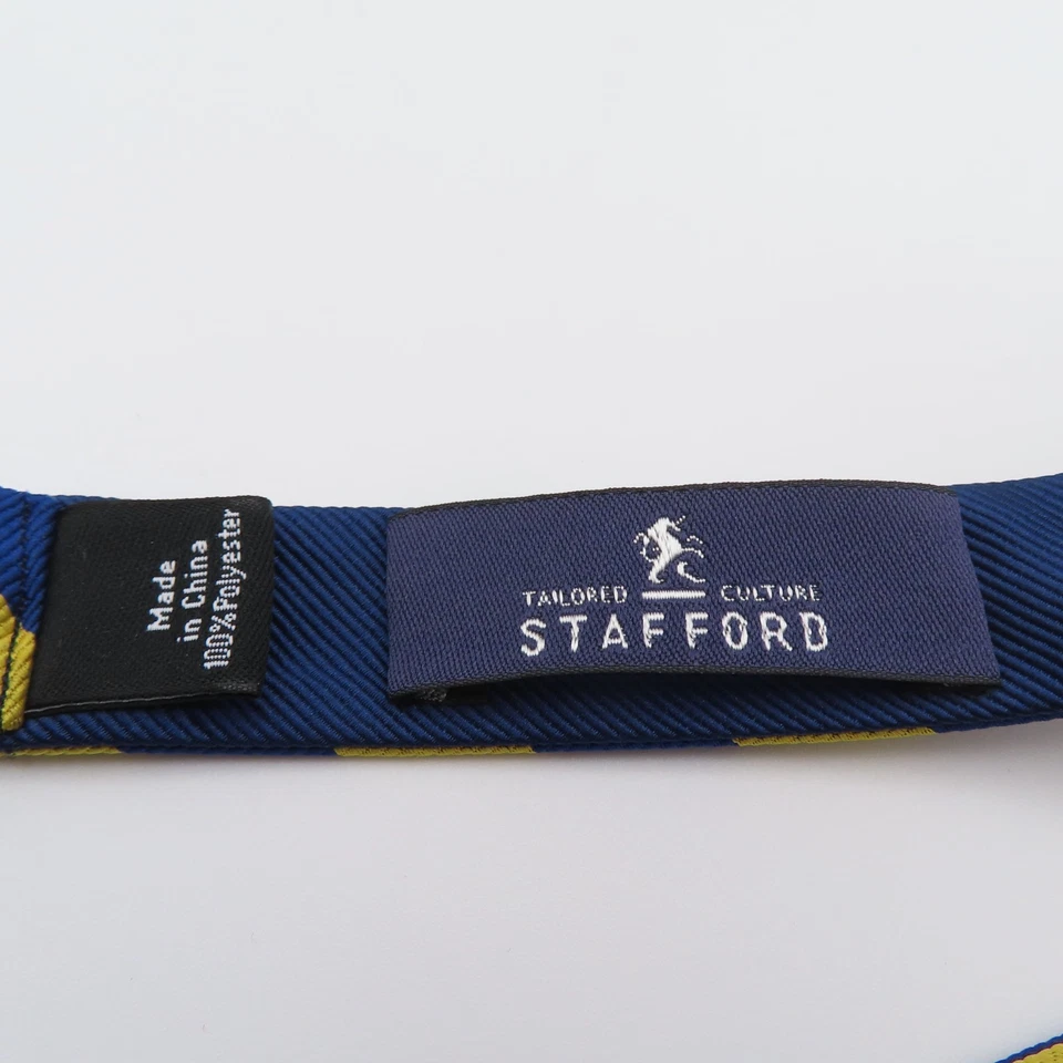 Pajarita Stafford Poliéster Azul Amarillo Rayas 2.25" Ancho Auto Corbata EE. UU. Foto 4 de 4