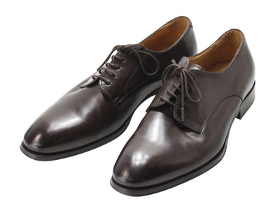 SUITSUPPLY FW1000 Shoes Men's EU 42.5 Rigid Leather Derby Square Toe Brown