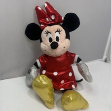 TY Disney Sparkle Minnie Mouse Plush Stuffed Animal Red Polka Dot Gold Shoes