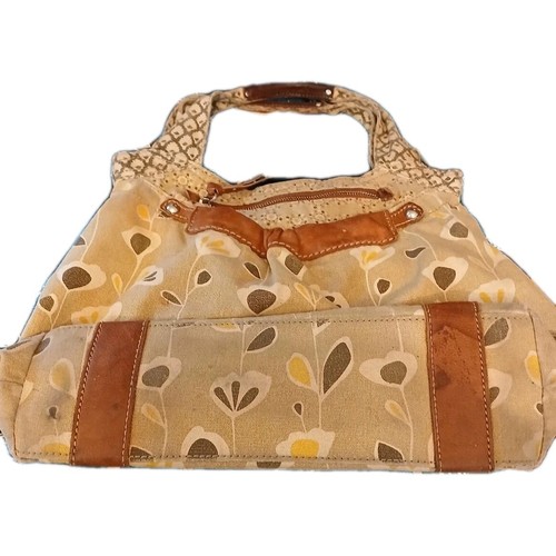 Fossil Original Brand Mustard Yellow Brown Floral Detail Handbag Used Ink Stain