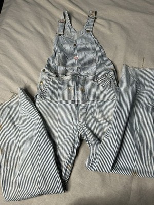 Vintage Tuf Nut Sanforized Bib Overalls Pinstripe Worn Painter Carpenter CMB