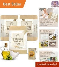 Goat Milk Soap 3-Pcs Unscented Nourishing Sensitive Skin with Soap Saver