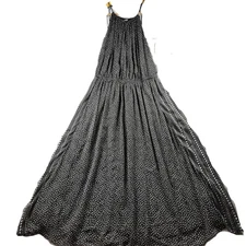 H&M High Neck Maxi Dress Black White Floral Mixed Print Sheer Sexy Size 10 E159