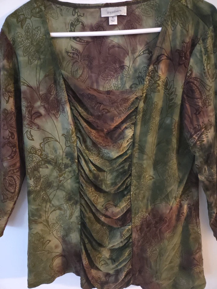 Vestido Granero Verde Floral Ajustado Mujer Top XL Hada Capricho Bosque Y2K Acanalado Foto 3 de 4