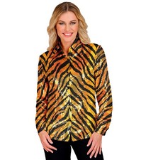 Widmann Party Fashion Shirt Rainbow Animalier Tiger Sequin Shirt XXL Rainbow