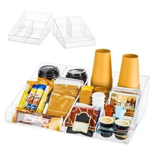 2 Pcs Acrylic Coffee Station Organizer for Countertop and Tea Condiment 