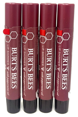 (4) Burt's Bees Lip Shimmer w/ Peppermint Oil Sealed 0.09 oz Each FIG