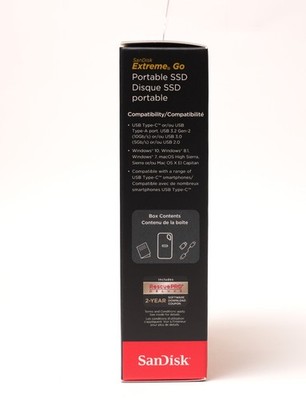 SanDisk NVMe Extreme Go Portable 2TB External SSD USB 3.2 Gen 2