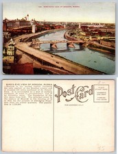 Vtg Bird s-Eye View Moscow Russia Moskva River Kremlin Postcard