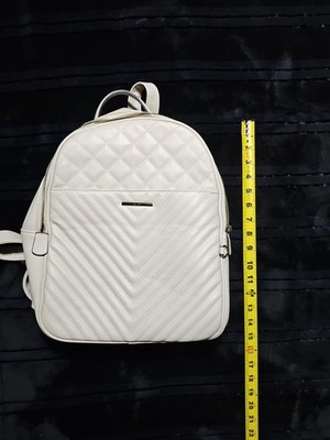 Aldo Women's Backpack Bag White Faux Leather Zip Pockets Inner Pockets