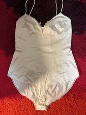 Vtg Vanity Fair Bodysuit 34 Silky Satin USA Made Nude read/see pics