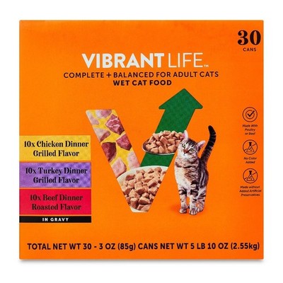 Variety Pack Grilled & Roasted Flavor in Gravy Wet Cat Food, 3 oz Cans, 30