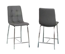 Nia 24" Faux Leather Barstools | 2 Counter Height Stools | Chrome Legs with F...