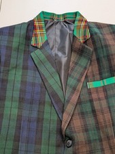 MIXED TARTAN CHECKED jacket Size XL -  SUPERB Class & Style Asymmetric AMAZING