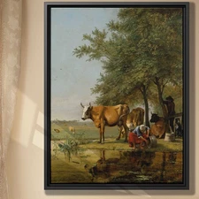 Rustic Farmhouse Cow Canvas Print Vintage Wall Art Pastoral Rural Decor Artwork