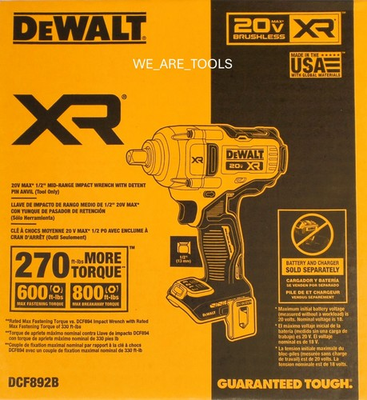 #ad Dewalt DCF892B 20V MAX 1 2quot; Mid Range Impact Wrench with Detent Pin $229.97