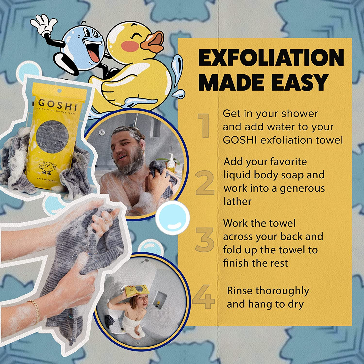 Exfoliating Shower Towel - Rip-Resistant Exfoliating Washcloth for All Skin Type