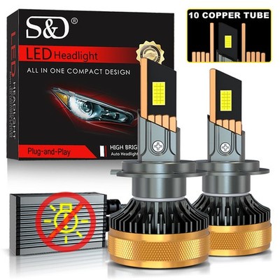 2X 80000LM CSP LED Headlight Bulbs High Low Beam 150W 10 Copper Tubes Lamp 6000K