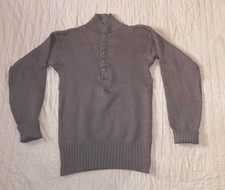 VINTAGE Military 100% Wool Sweater Men's Olive Drab 5 Button USA Made 38-40 Med