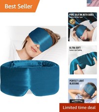 100 Mulberry Silk Sleep Mask, Luxurious Large Eye Cover in Peacock Blue