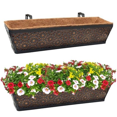  Pack 30 Inch Window Box with Coco Liner Sturdy Metal Deck Railing 30 in 2