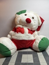Vintage Fisher Price 1992 Puffalumps Santa Holiday Plush Toy Santa Stuffed Mouse