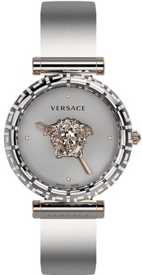 Versace VEDV01219 Palazzo Empire Greca Diamond silber grau Edelstahl Damen Uhr 