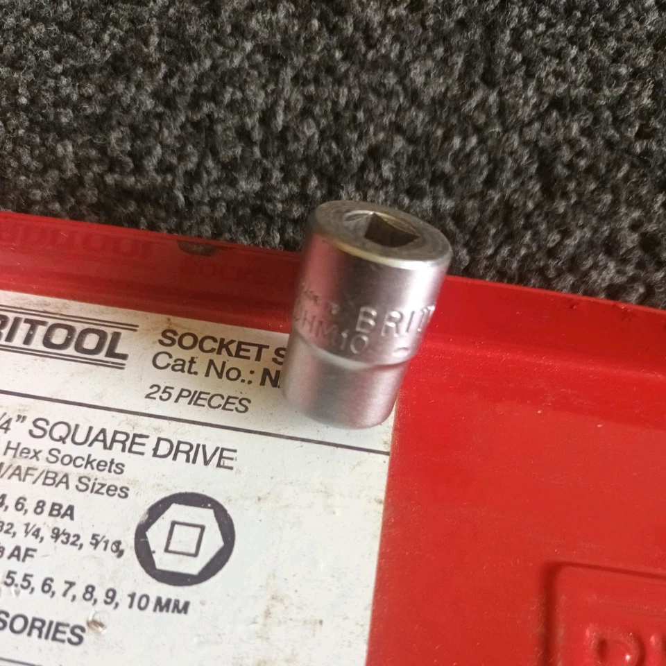 BRITOOL 25 PIECE SOCKET SET 1/4" DRIVE. NEW METRIC AF & BA ENGLAND - Image 4 of 4