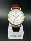 Seiko Watch Men's White Dial Gold Plated 32mm 2628-0140 New Battery!