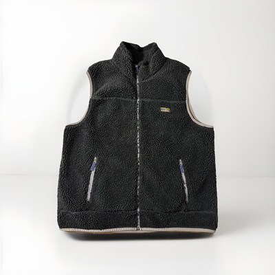 LL Bean Mens Sherpa Deep Pile Full Zip Vest Size XXL Black