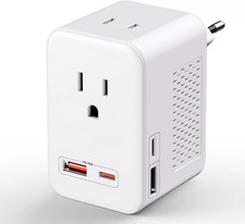 6-in-1 Travel Voltage Converter 220V to 110V - 35W PD European Adapter
