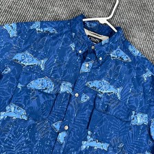 Chaps Shirt Mens XL Extra Large Blue Performance Fishing Button Down Outdoor