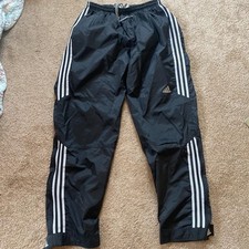 Vintage 90s Adidas WindPants Men's Large Black Nylon 3-Stripe Baggy Track Pants