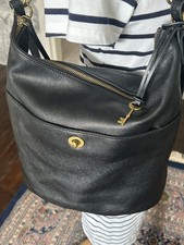 Fossil Talulla Hobo in pelle nera con ciottoli. 94513